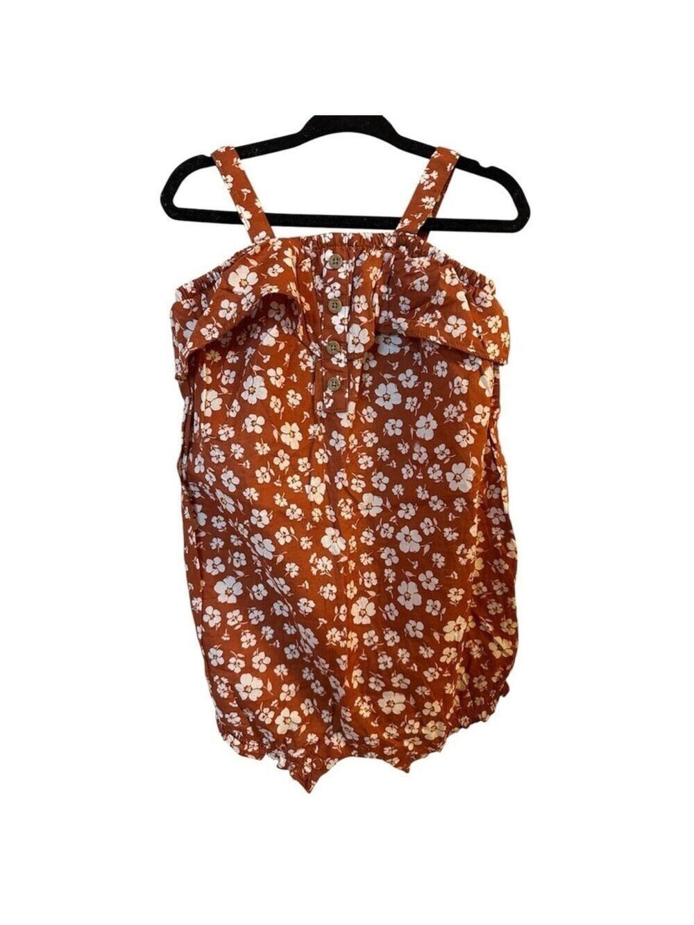Carter's Floral Ruffle Woven Cotton Tank Top Bubble Romper